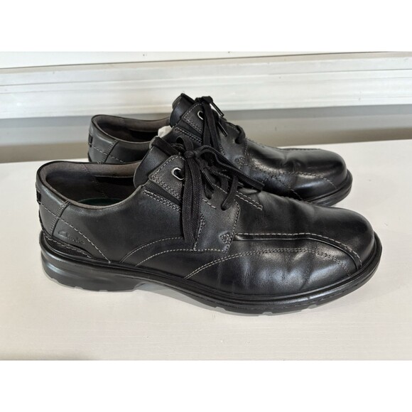 Clarks Gessler Oxford Lace Men's Leather Casual Shoe Size 12W Black Leather - Picture 1 of 11